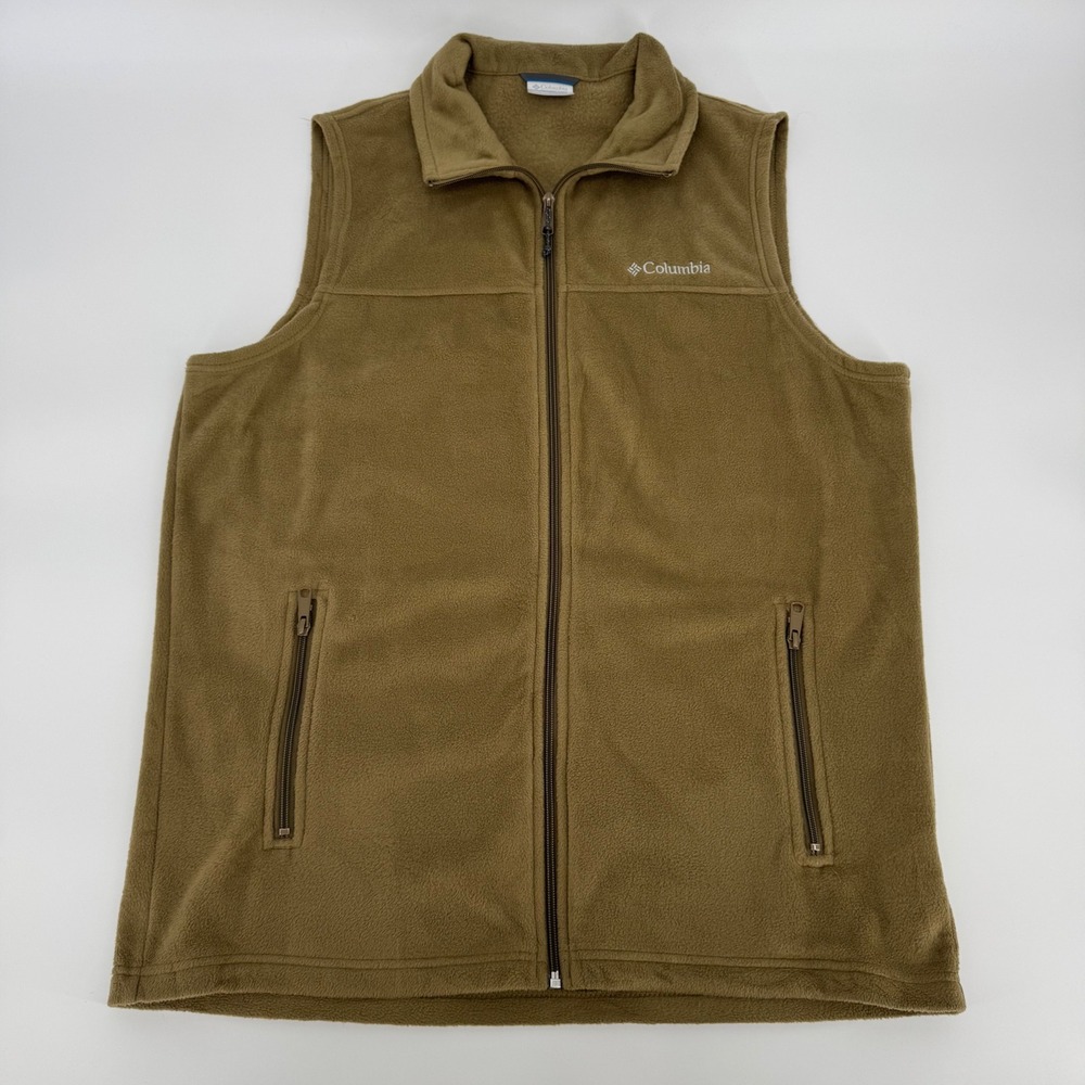 Columbia Fleece Vest Men's LT Tall Brown Full Zip Sleeveless Jacket Outdoor